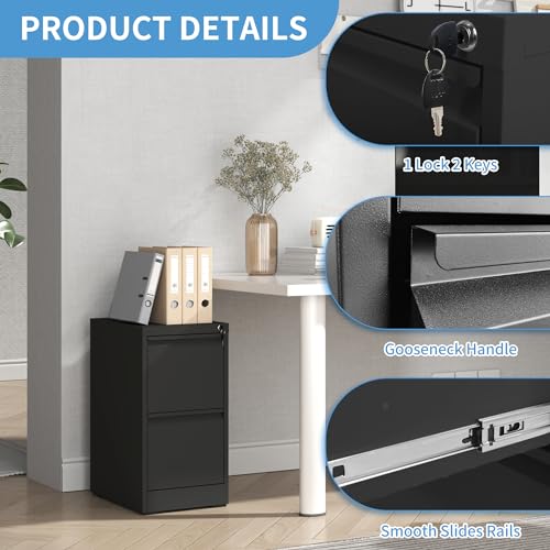 Black 3 Drawer Metal File Cabinet D1932
