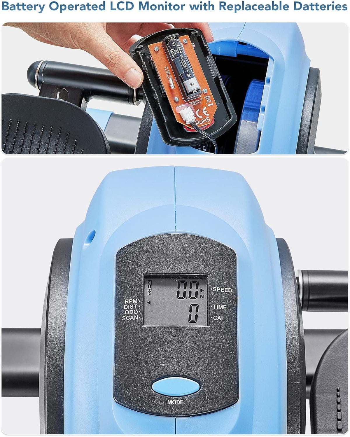 Under Desk Elliptical Pedal Exerciser with 8 Levels Adjustable Magnetic Resistance and LCD Monitor M721050