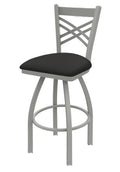 25 inch Swivel Counter Stool with Anodized Nickel Finish and Canter Iron Seat W97044