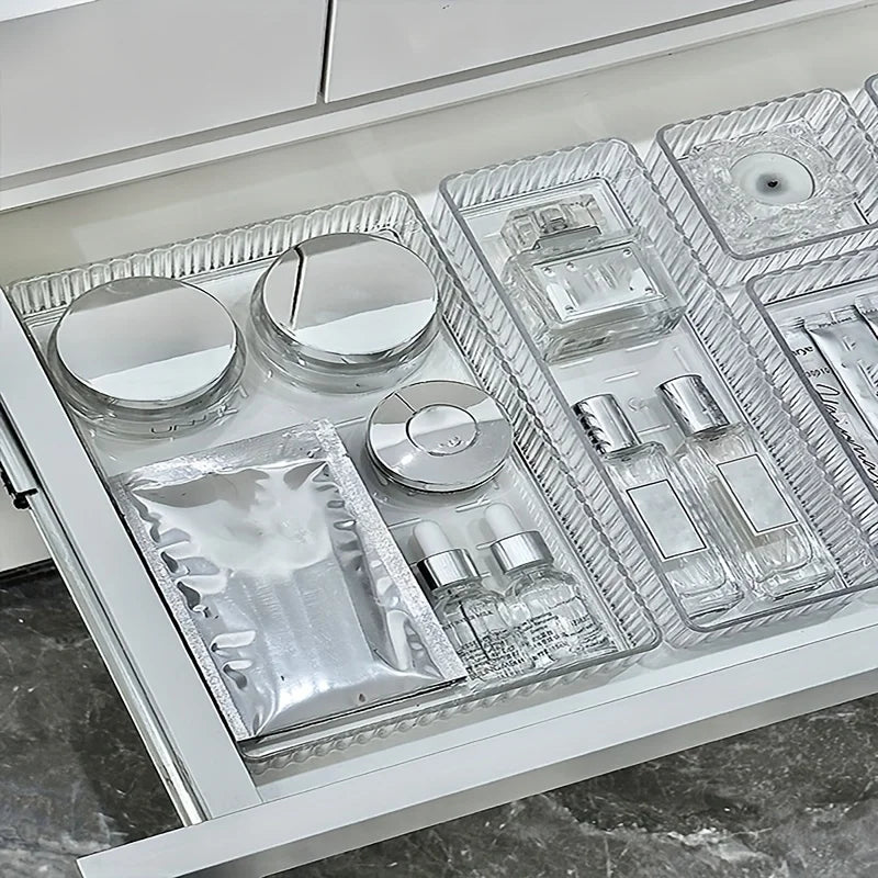 7pcs Clear Plastic Drawer Organizers Set Q996239