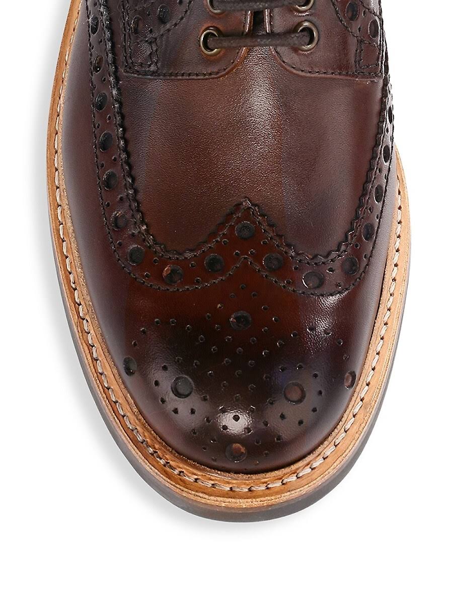 Dark Brown Hand Painted Calf Leather Brogue Shoes P875