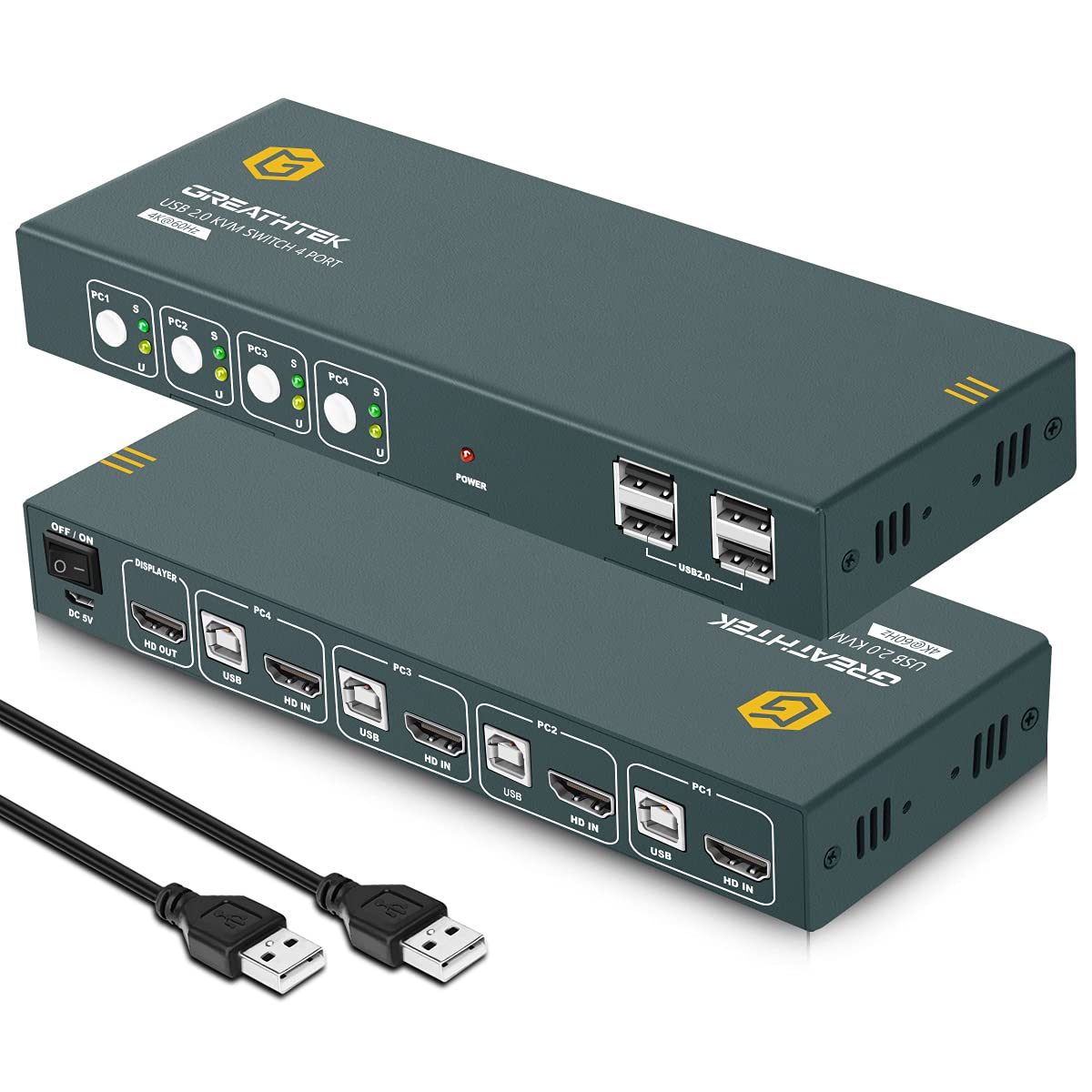 KVM Switch HDMI 4 Port, UHD 4K@60Hz, 4 USB2.0, Pack of 2 S9650