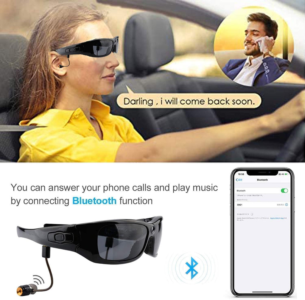 Bluetooth Sunglasses Camera Full HD 1080P Video Sunglasses Sports Action Camera with Polarized UV Protection Safety Lenses Z65083