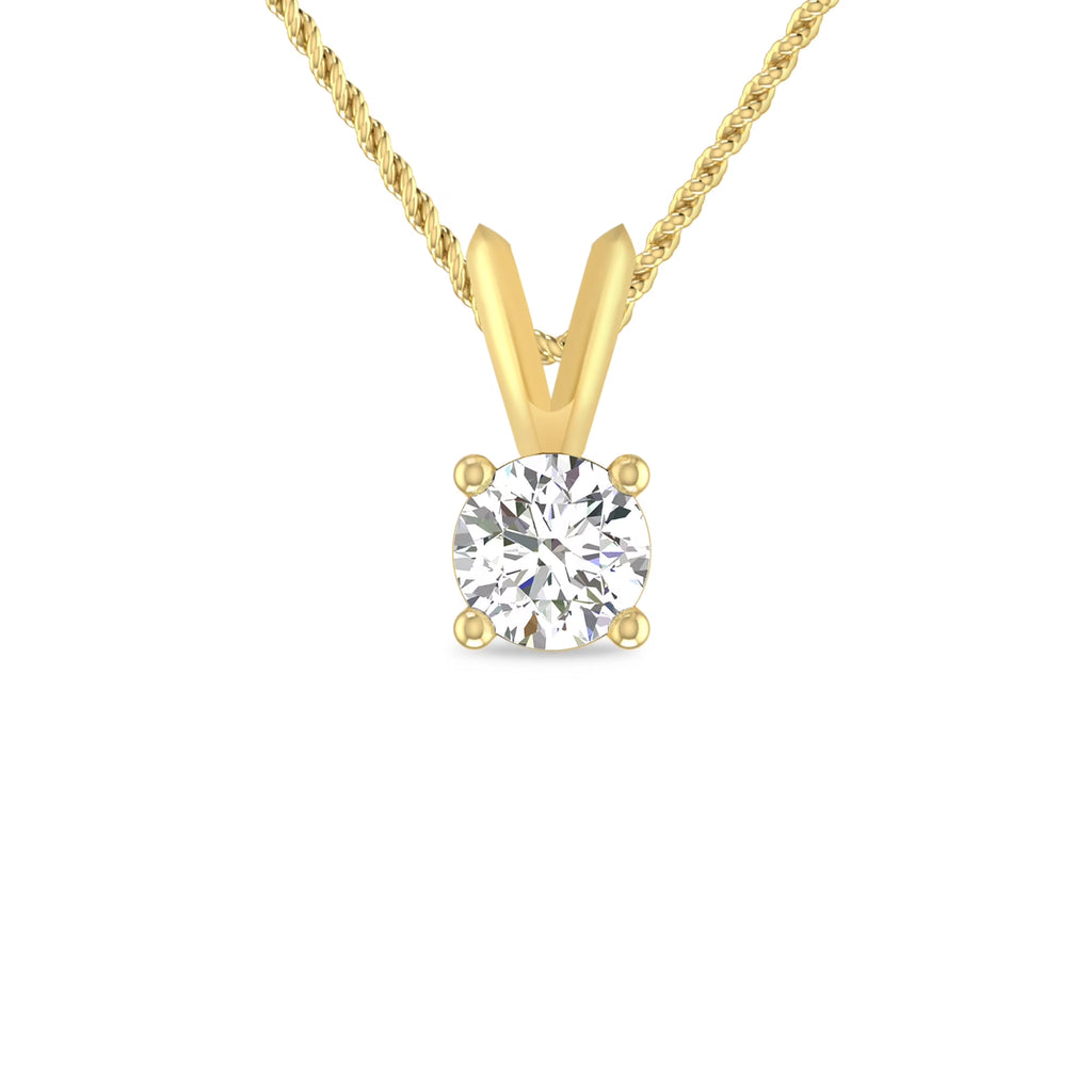 10K Yellow Gold Diamond Solitaire Pendant Necklace W4475