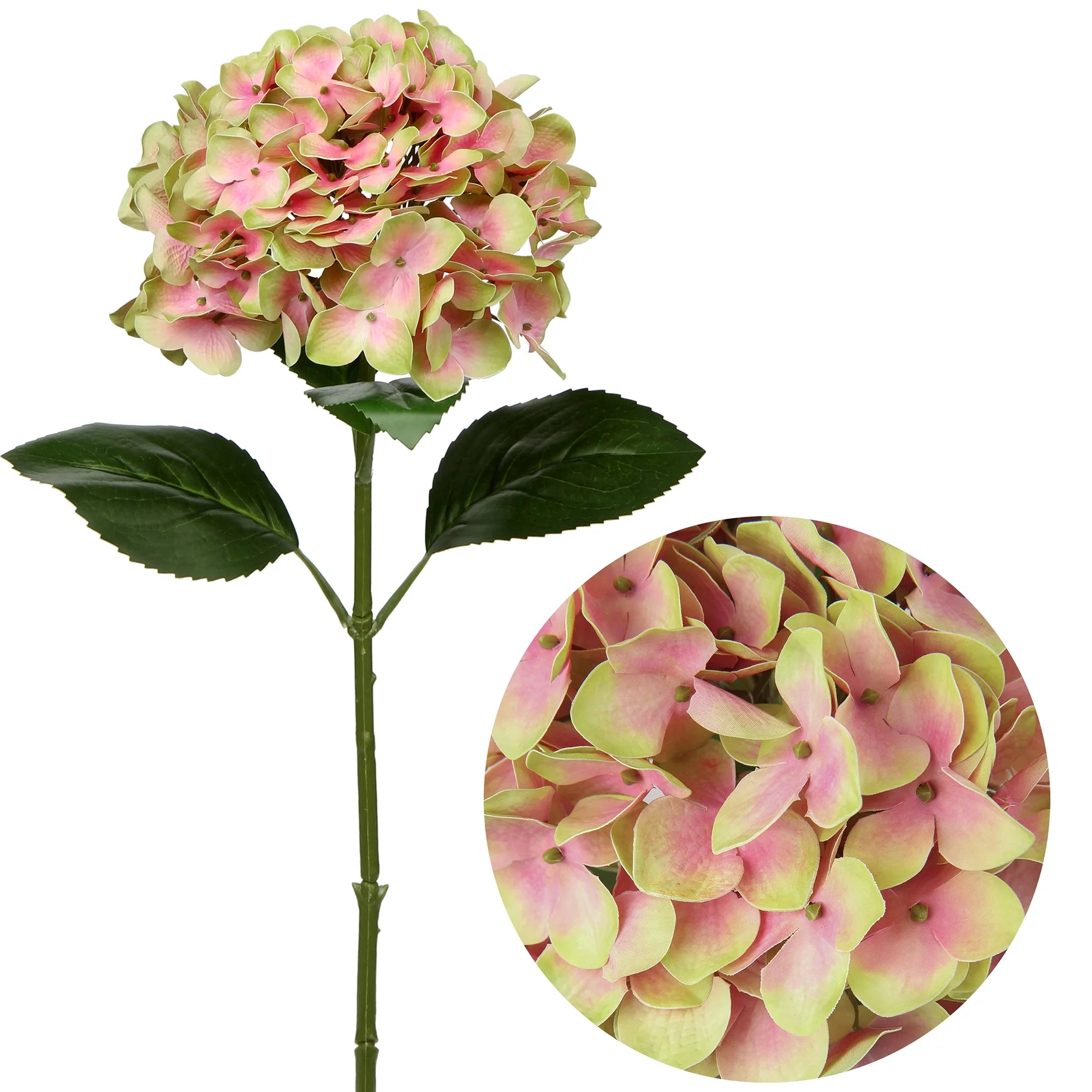 24.8 Inch Artificial Hydrangea Silk Flowers Stems Yellow Pink Z7192
