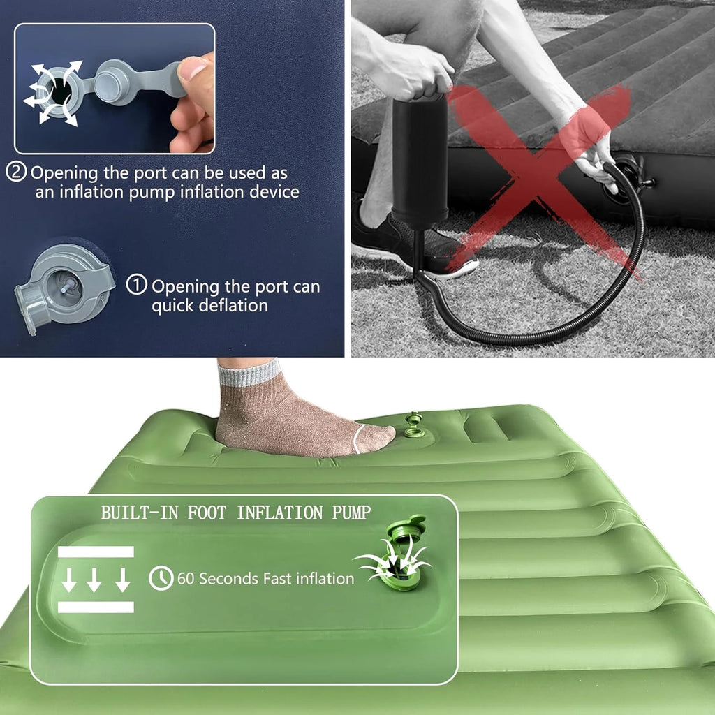 Army Green Camping Cot with Support Air Bed J624372
