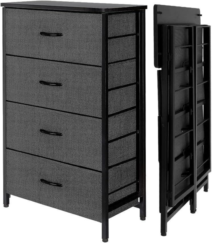 Foldable 4 Drawers Storage Organizer Unit Vertical Dresser Coffee G529