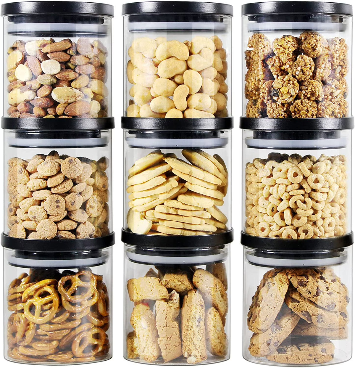Glass Food Storage Jars 9 Pack of 16oz with Airtight Lids G333