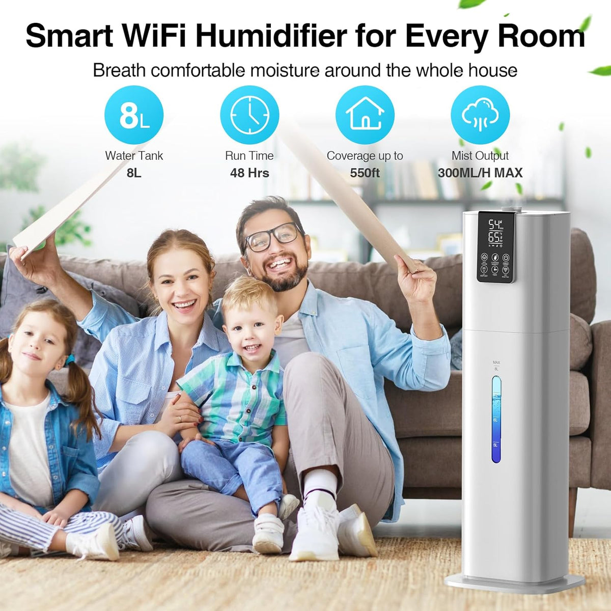 8L Top Fill Cold Mist Humidifier with Remote Control M4470