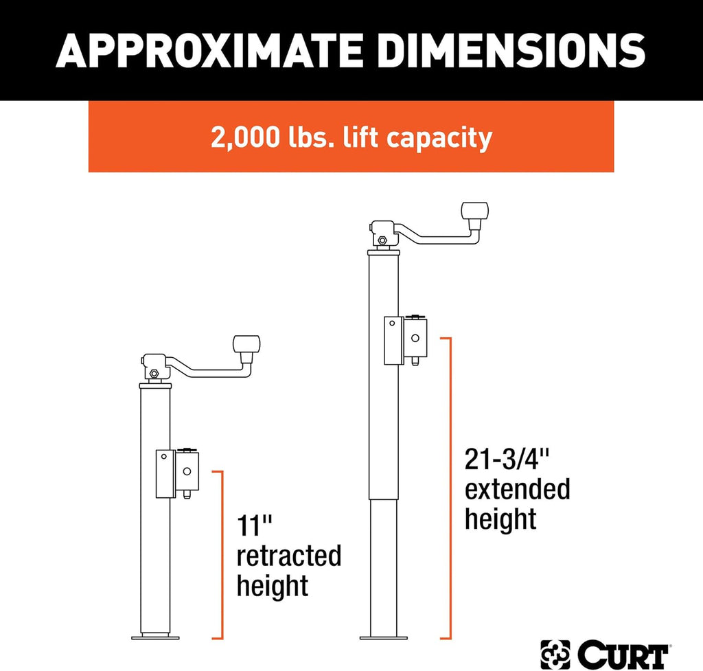 Weld-On Pipe-Mount Swivel Trailer Jack, 2,000 lbs. 10-3/4 Inches Vertical Travel Pack of 2 N854293