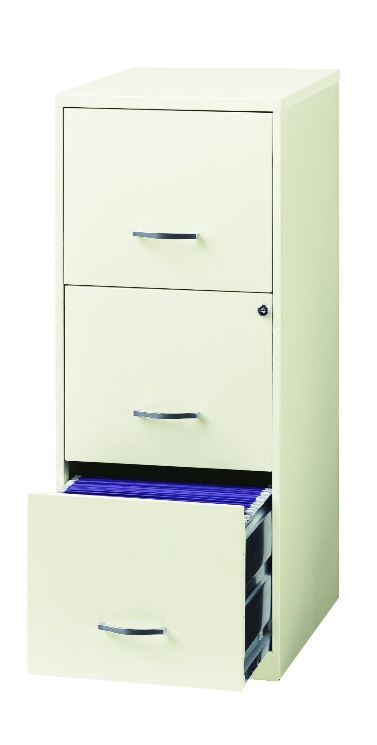 3-Drawer White File Cabinet 18-inch Deep H855