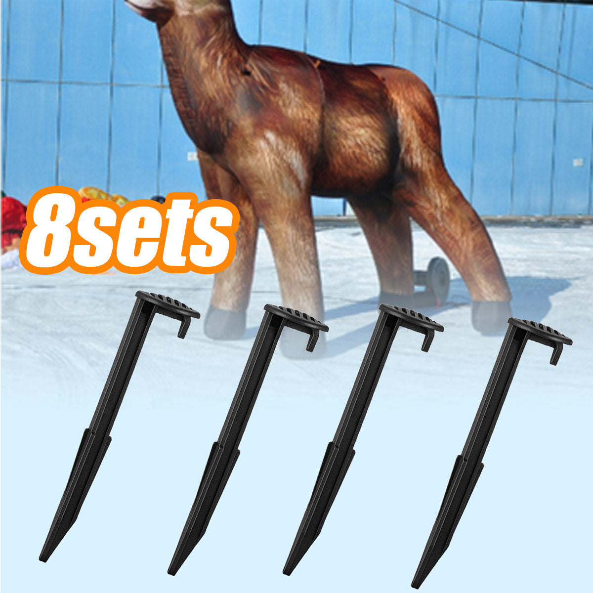 8 Sets Heavy Duty Tent Stakes Replacement Black Gardening Pegs F4326