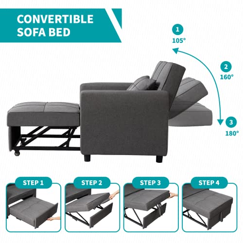 Dark Grey 3-in-1 Folding Futon Sofa Bed J7426
