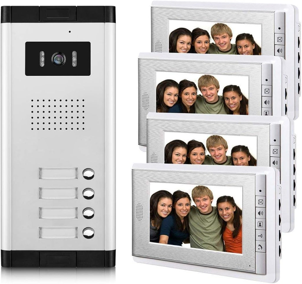 3 Units Wired Video Door Phone Kit with 7 Inches Monitor and Night Vision Camera Y22338