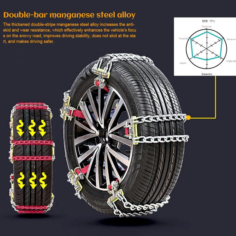 Snow Chains for Car, Anti Slip, Tire Width 165-275mm, Heavy Duty, Pack of 2 U144