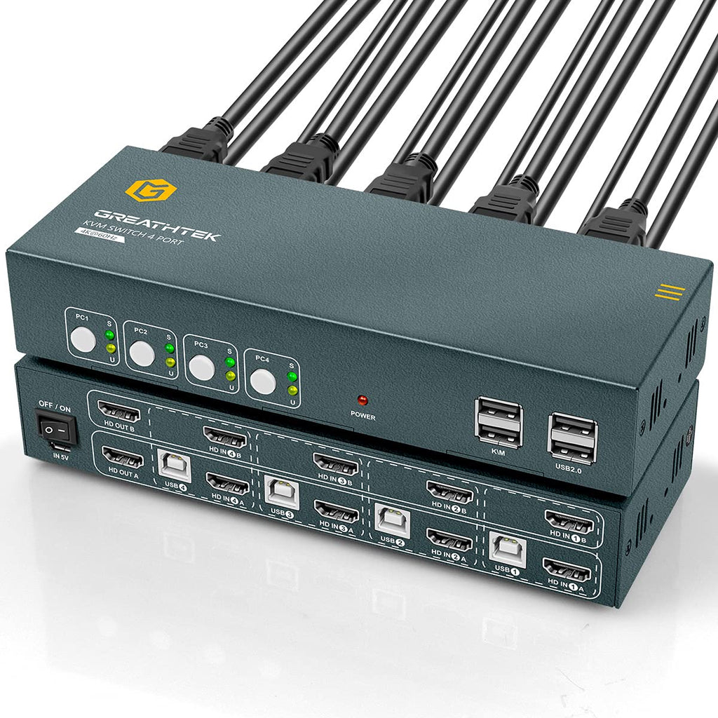 KVM Switch HDMI 4 Port, UHD 4K@60Hz, 4 USB2.0, Pack of 2 S9650