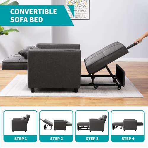 Dark Grey 3-in-1 Folding Futon Sofa Bed J7426