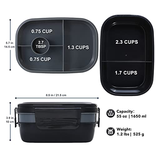 Stackable Bento Box 3 Layers 55 oz BPA Free Navy Blue J202