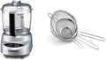 Mini Prep Plus Food Processor Brushed Chrome and Nickel & Set of 3 Fine Mesh Stainless Steel Strainers S7643