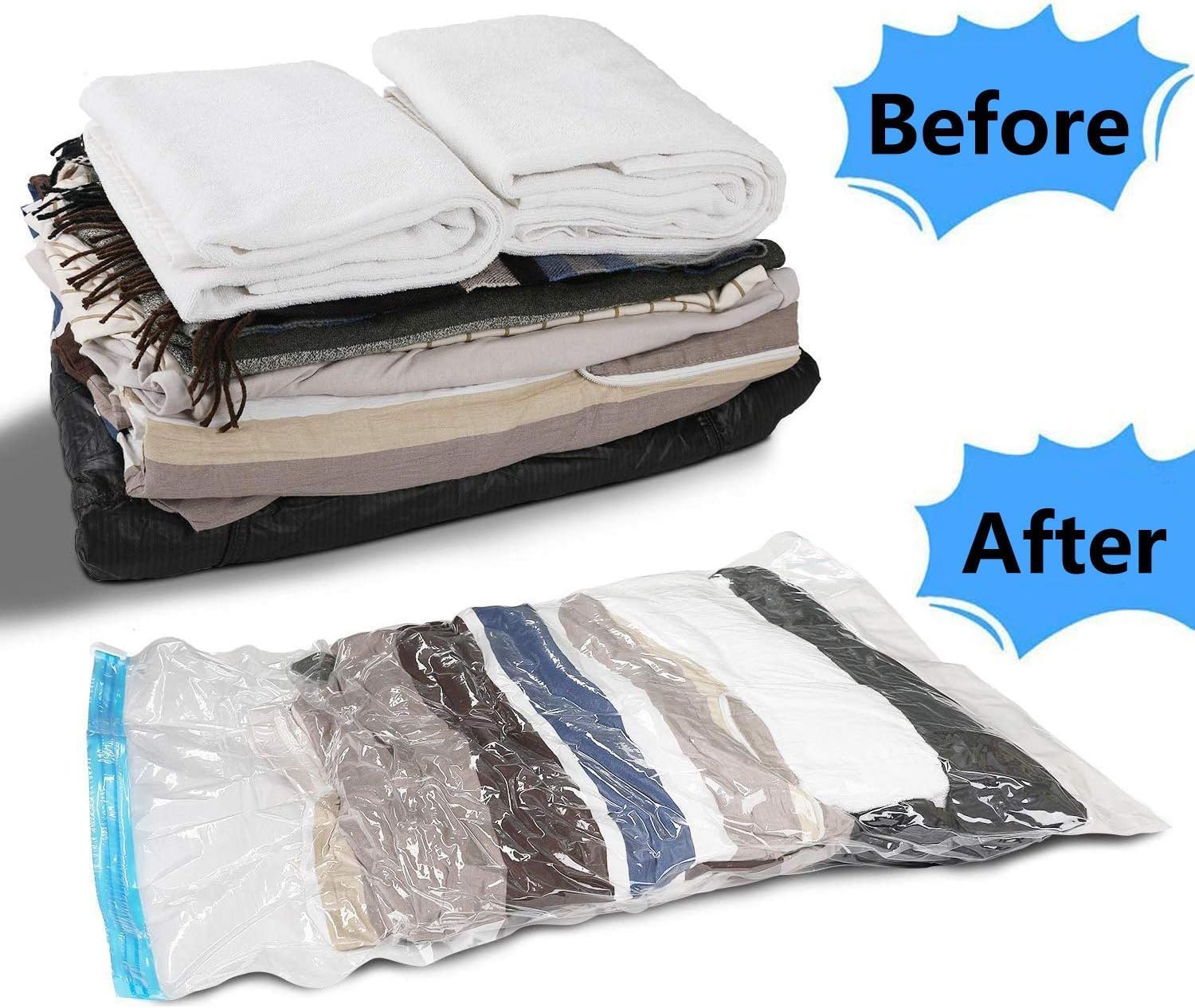 12 Pack Roll Up Reusable Vacuum Storage Bags (Jumbo×4, Large×4, Small×4) N459