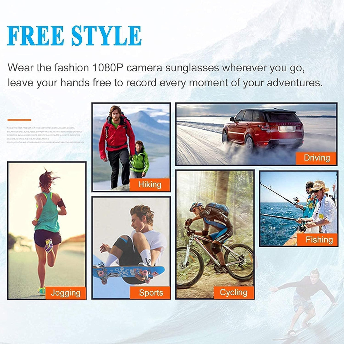 Bluetooth Sunglasses Camera Full HD 1080P Video Sunglasses Sports Action Camera with Polarized UV Protection Safety Lenses Z65083