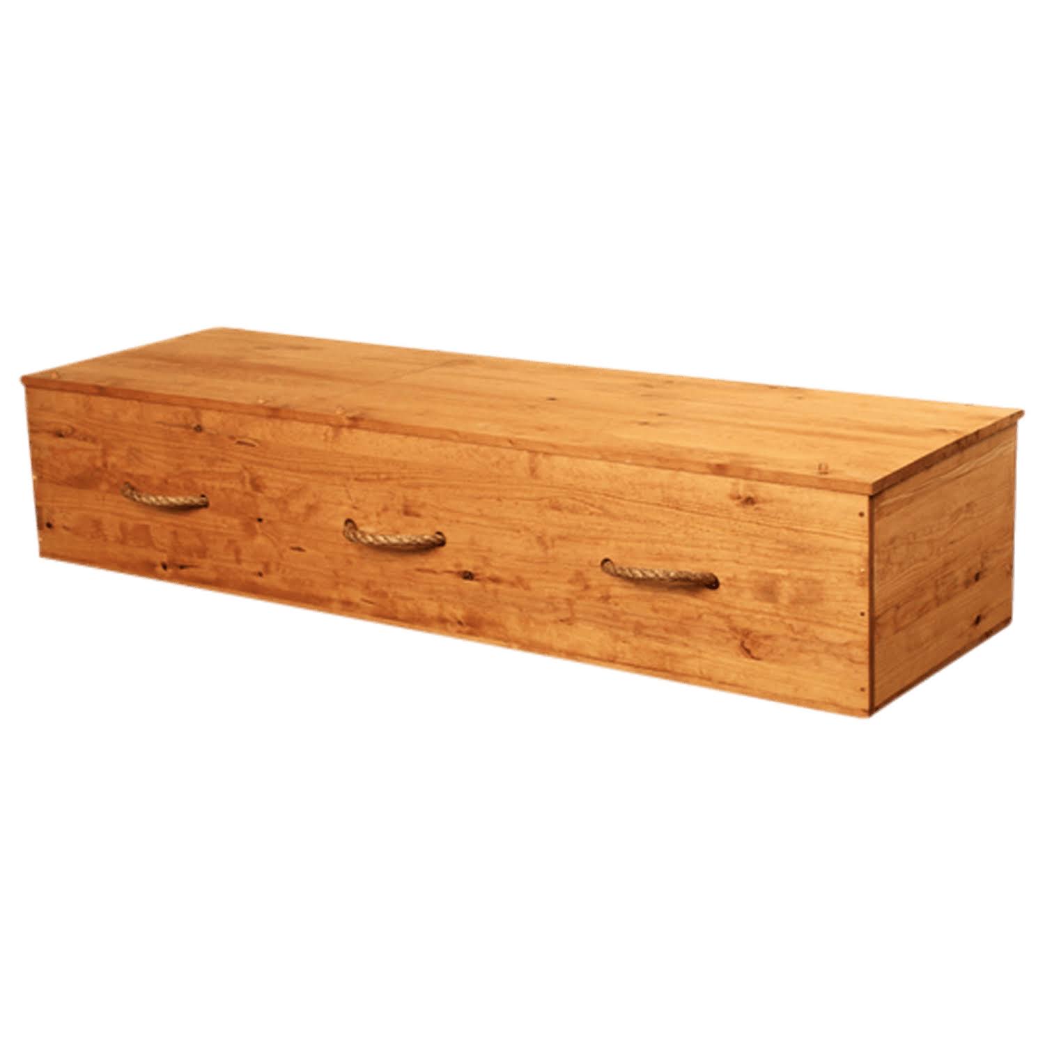Pine Box Coffin with Rope Handles E22495