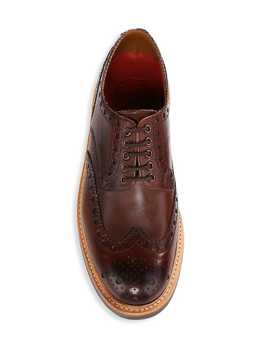 Dark Brown Hand Painted Calf Leather Brogue Shoes P875