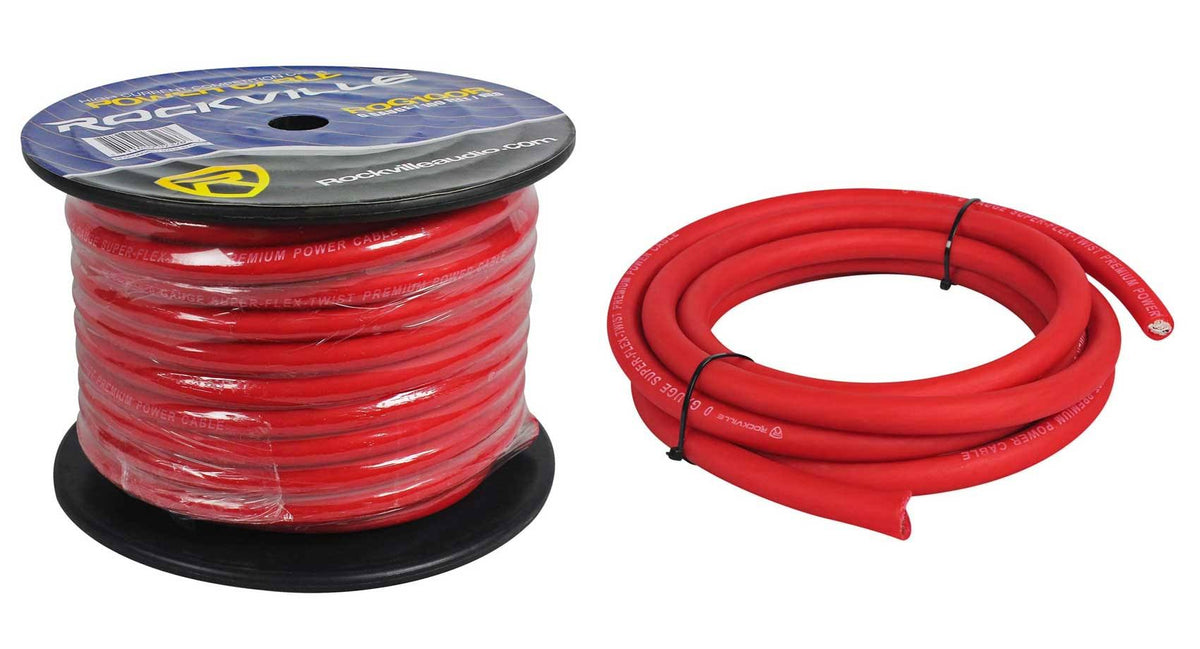 Red 0 Gauge AWG 100 Foot Spool Power/Ground Wire M882183