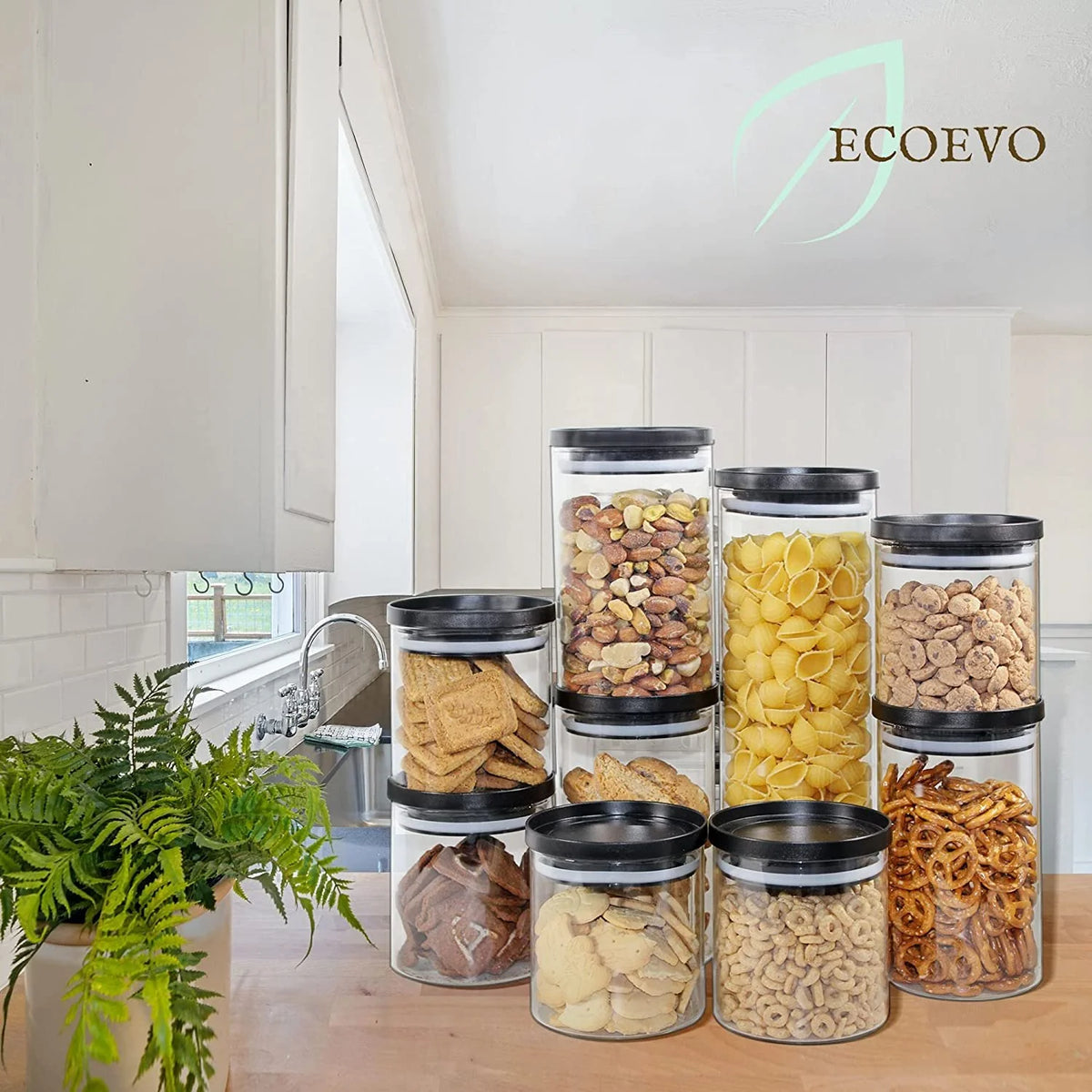 Glass Food Storage Jars 9 Pack of 16oz with Airtight Lids G333