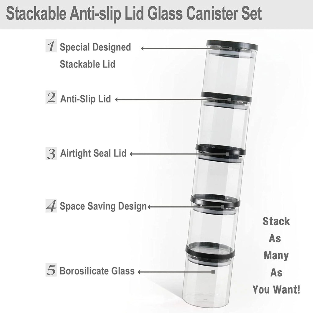 Glass Food Storage Jars 9 Pack of 16oz with Airtight Lids G333