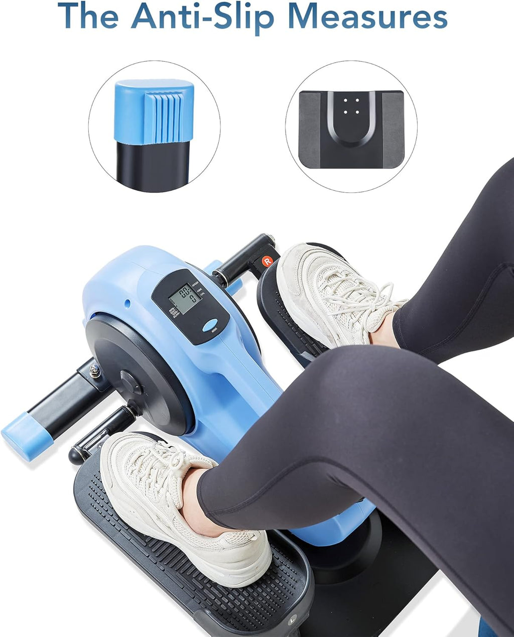 Under Desk Elliptical Pedal Exerciser with 8 Levels Adjustable Magnetic Resistance and LCD Monitor M721050
