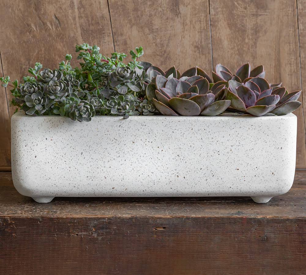 White Terrazzo Fiber Cement Cachepot O436703
