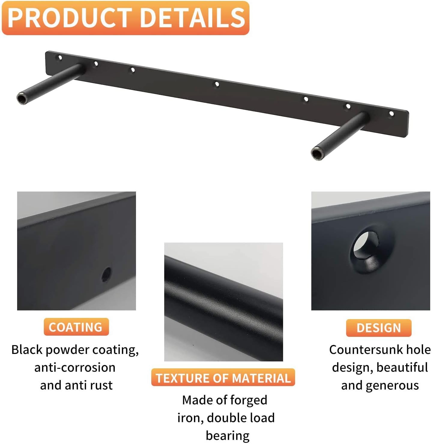Heavy Duty Floating Shelf Bracket Pair, 150 LB Capacity, 18 Inch, Pack of 2 K2937